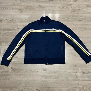 Aeropostale Y2K Men's Track Jacket Full Zip Navy Blue Athletic Stripe Size L